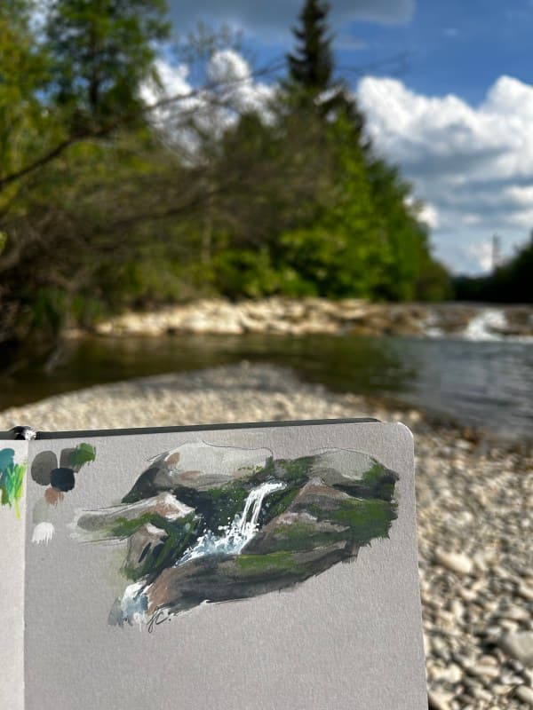 Waterfall Gouache Sketch