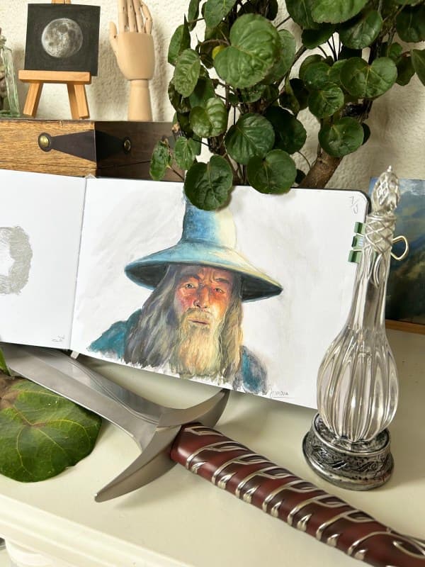 Gandalf Sketch with Gouache