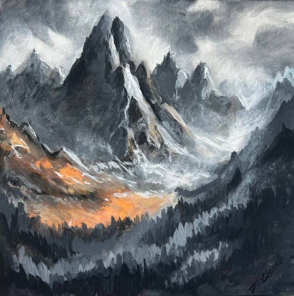 Mountains in Gouache